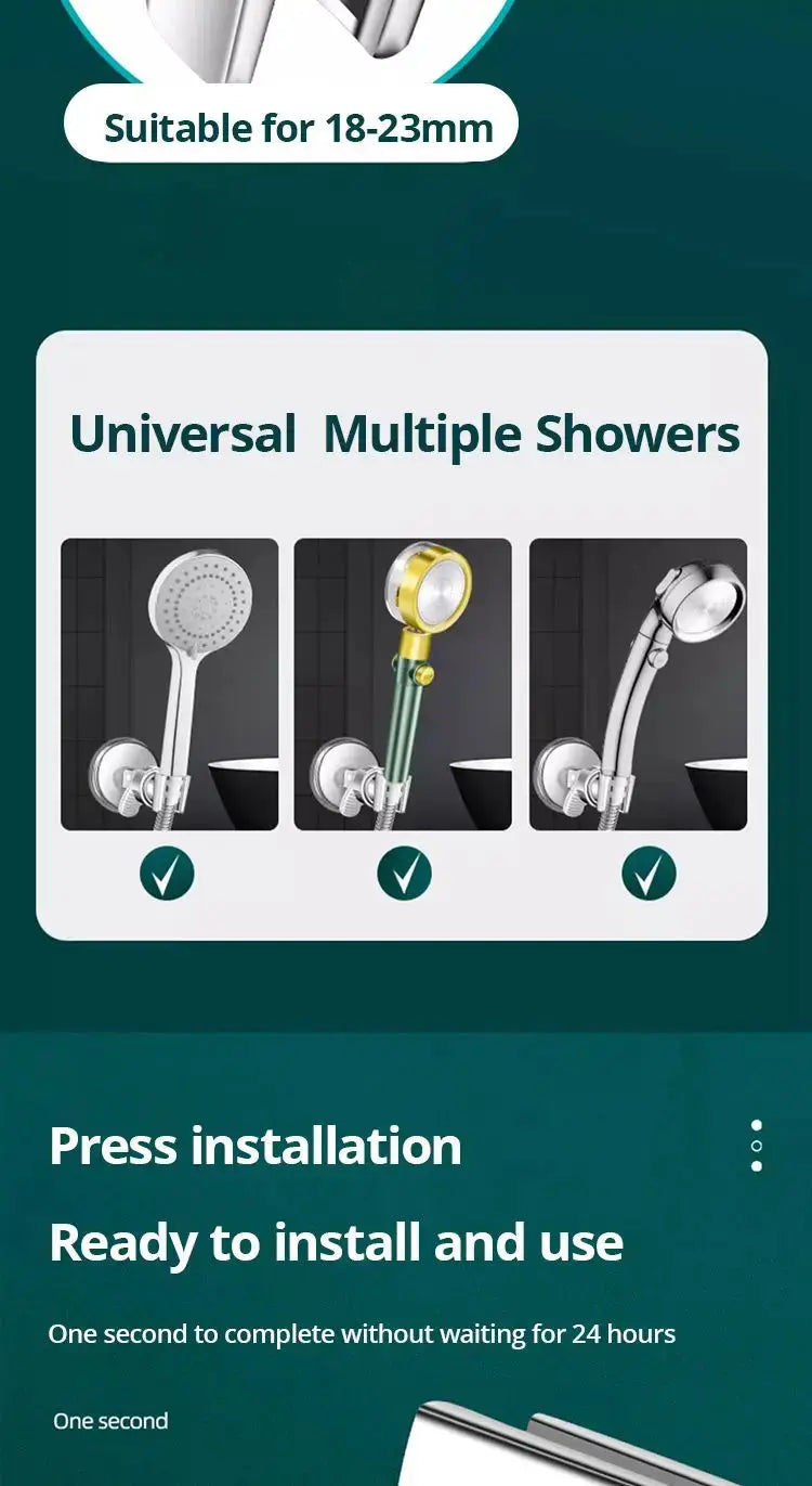 Simples Market adjustable shower rack with suction cup base for handheld shower head; 3 styles shown