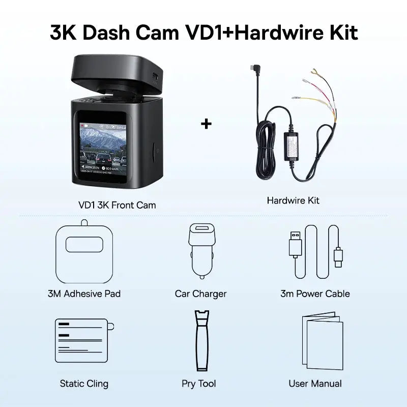 Baseus 3K Dash Cam VD1 front camera with 6-piece hardware kit