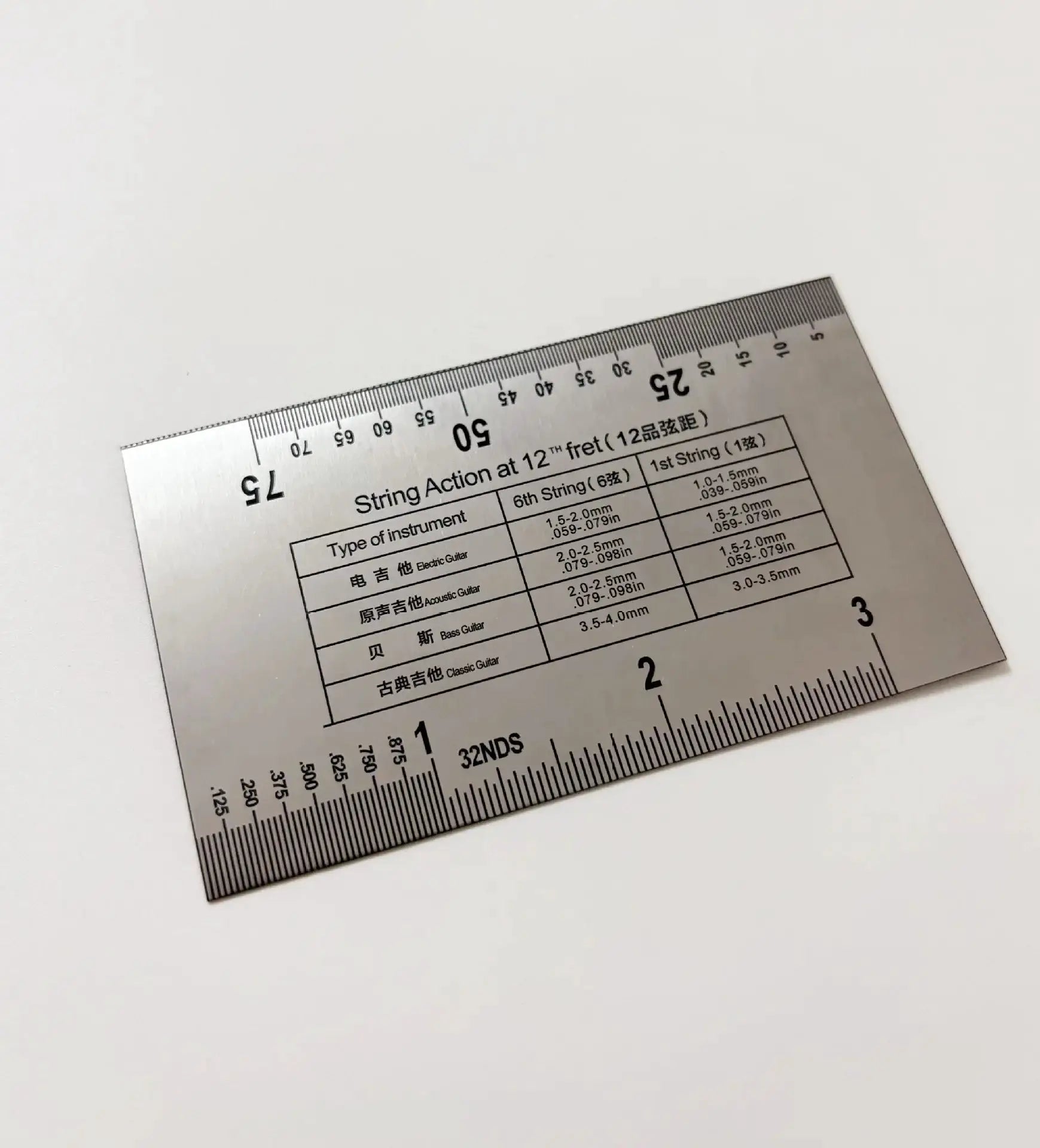 Stainless Steel String Action Gauge Ruler For Guitar And Bass Precision Instrument Repair Tool