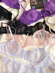 French Ultra Thin Lace Embroidery Bra Set Underwire Push Up Lingerie