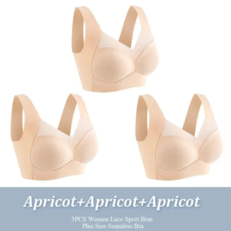3-pack apricot seamless wireless sport bras for women plus size
