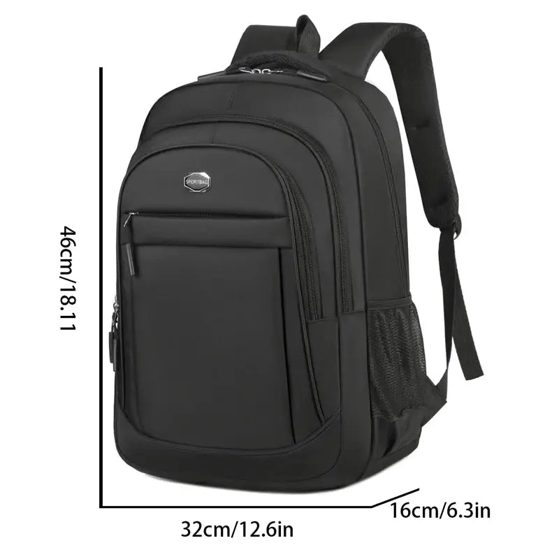 Backpack for men and women by Simples Market, black, large-capacity unisex travel and school bag