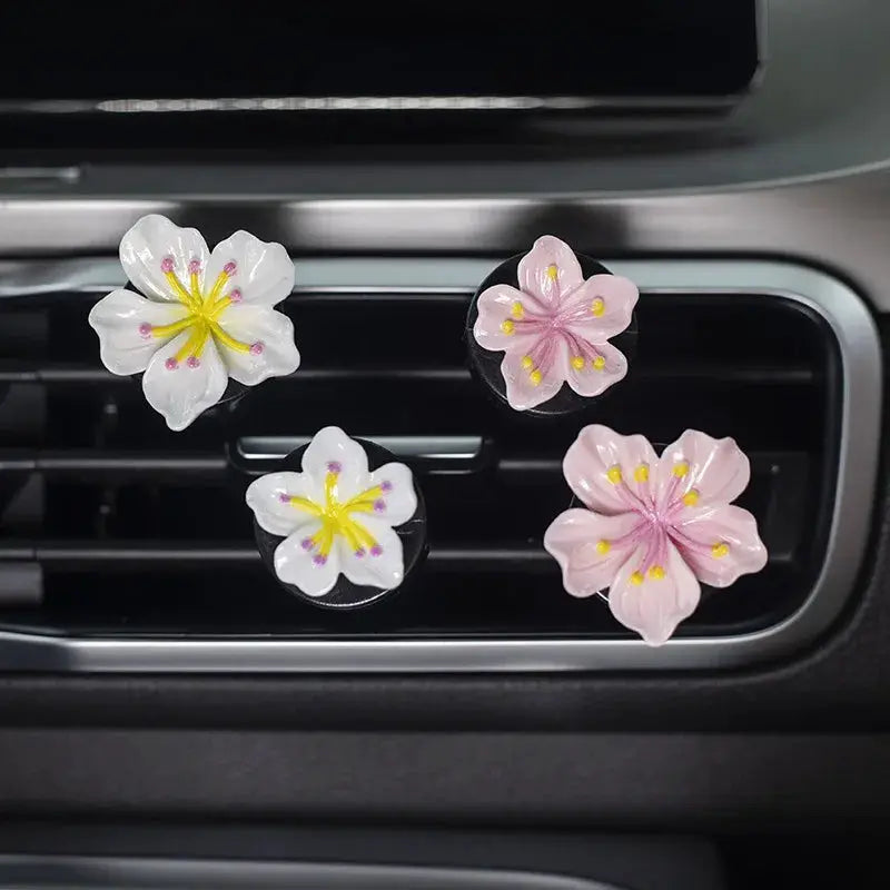 Flower car perfume clips for air vent, white and pink, 4-pack Simples Market