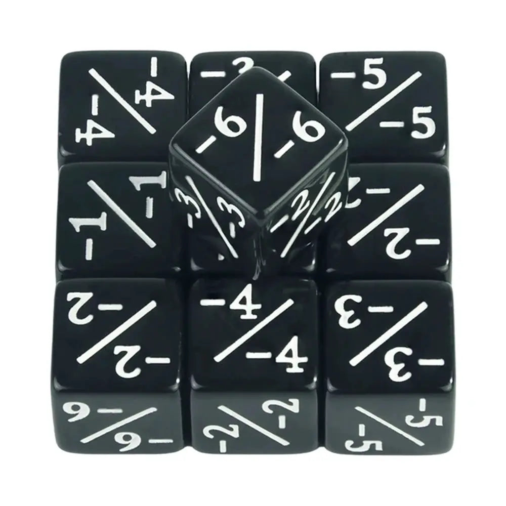 Ten Piece D6 Dice Counters Set With Plus One And Minus One Marks For Math Teaching And Card Game Accessories