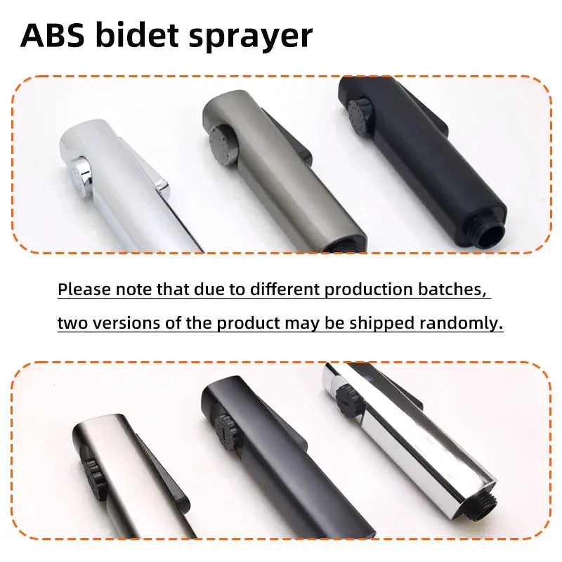 Baokemo ABS bidet sprayer set; handheld toilet sprayers in silver, gray, and black, six pieces shown