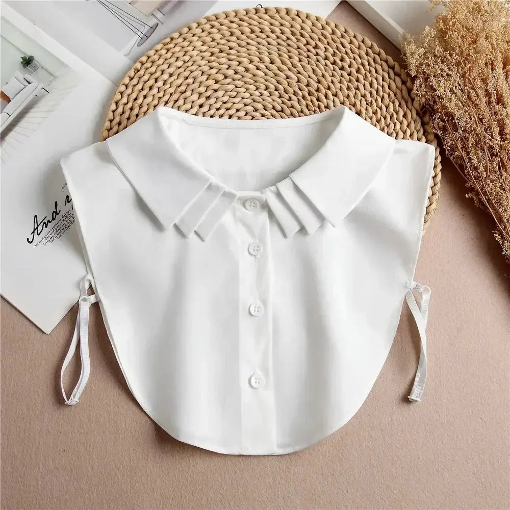 Detachable White Faux Collar With Front Tie For Women And Girls Vintage Lace Blouse Collar