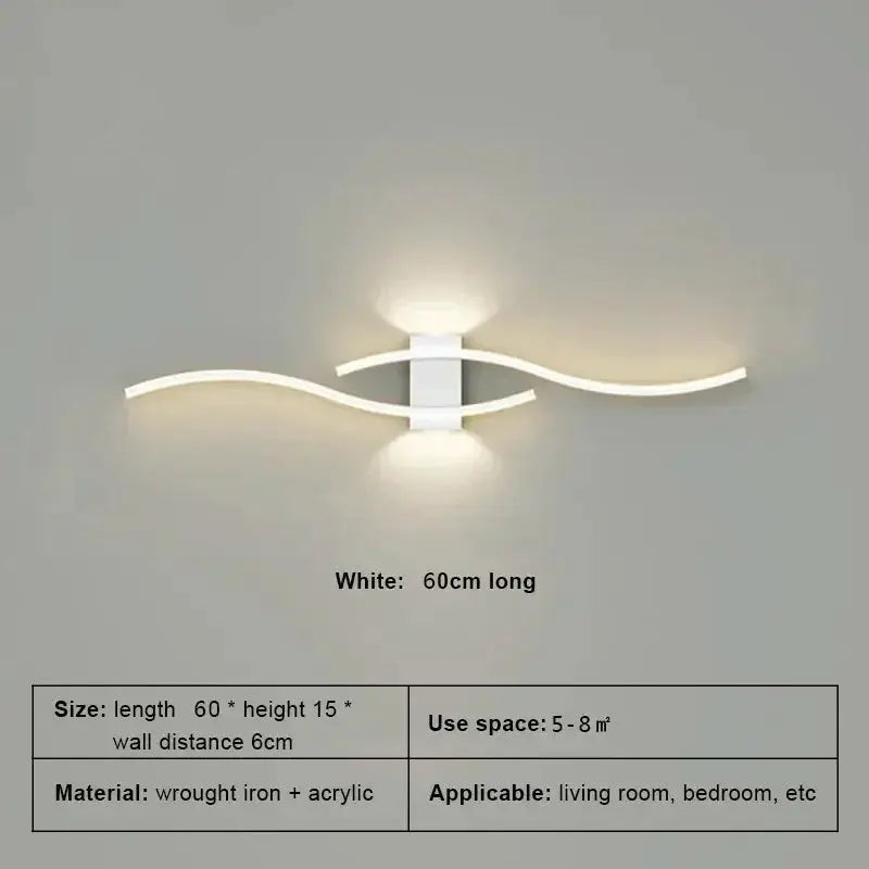 Moder LED Wall Lamp, white curved long-strip wall light by Simples Market, 60 cm