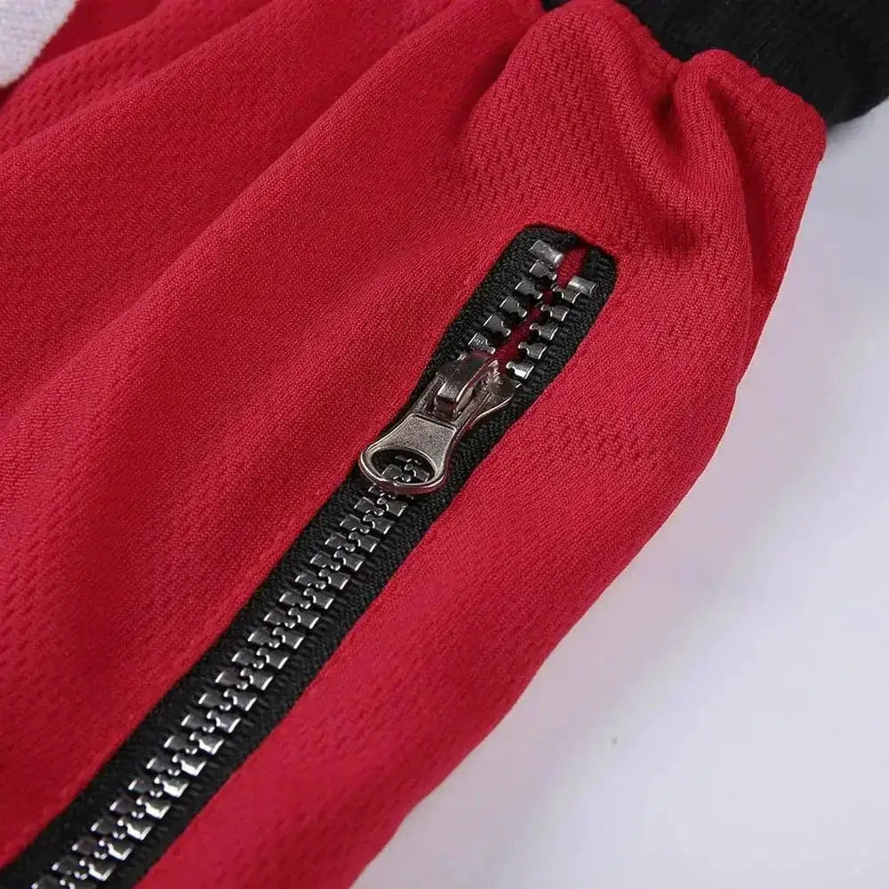 Men's red mesh quick-dry basketball shorts with black zipper