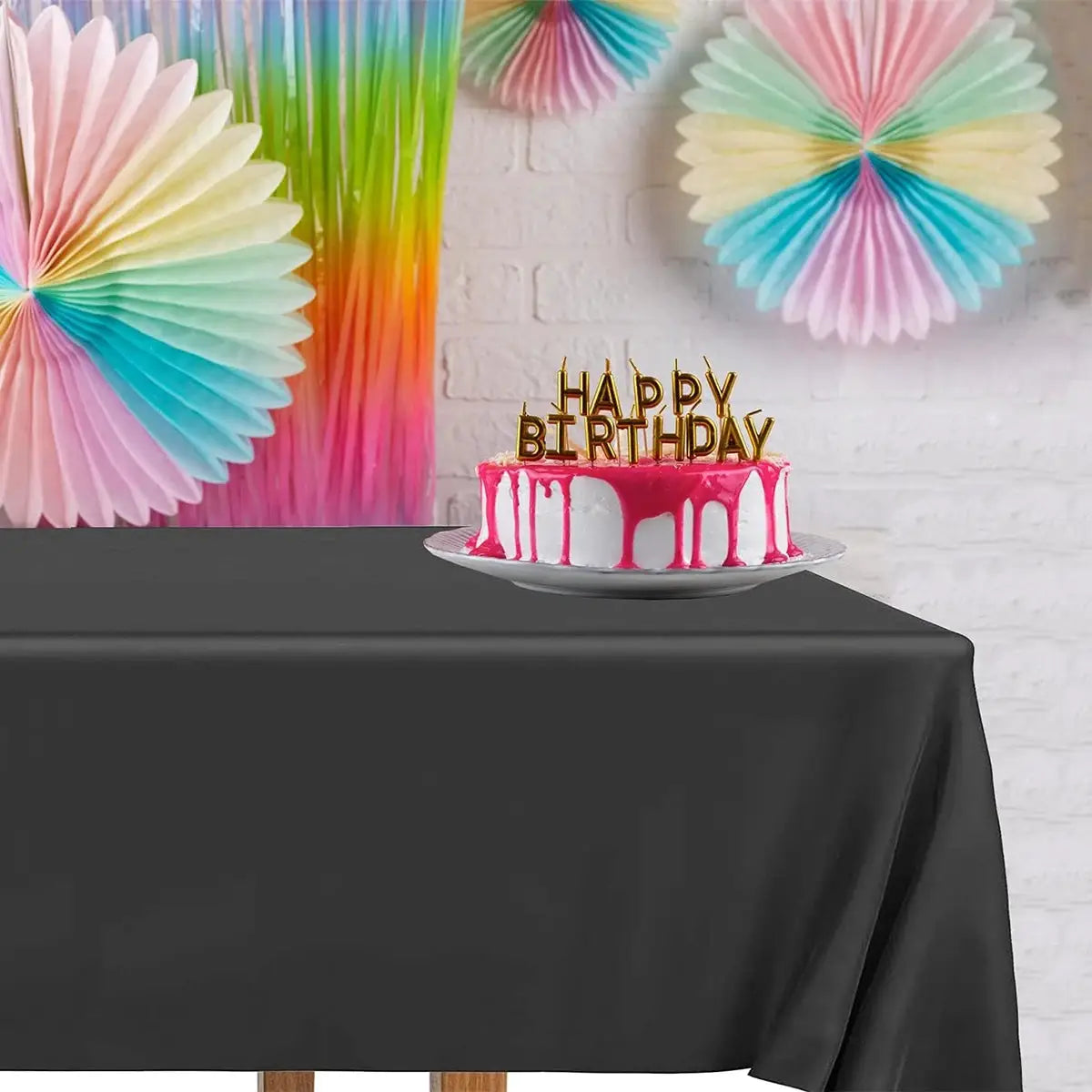 183 by 137 cm Black Disposable Plastic Table Cover for Weddings Birthdays and Parties Table Decor