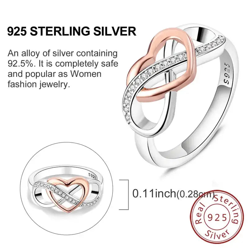 925 Sterling Silver Rings Bow Heart Star Sun Moon Zircon For Women Jewelry Birthday Anniversary Gifts