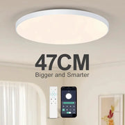 MARPOU smart ceiling lamp, white circular LED 47 cm with remote and app control, dimmable
