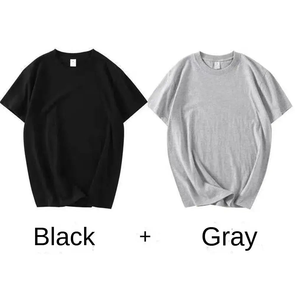 2 Pack 100 Percent Cotton Solid T Shirts Unisex Short Sleeve White Tees Casual Breathable Loose Fit Round Neck