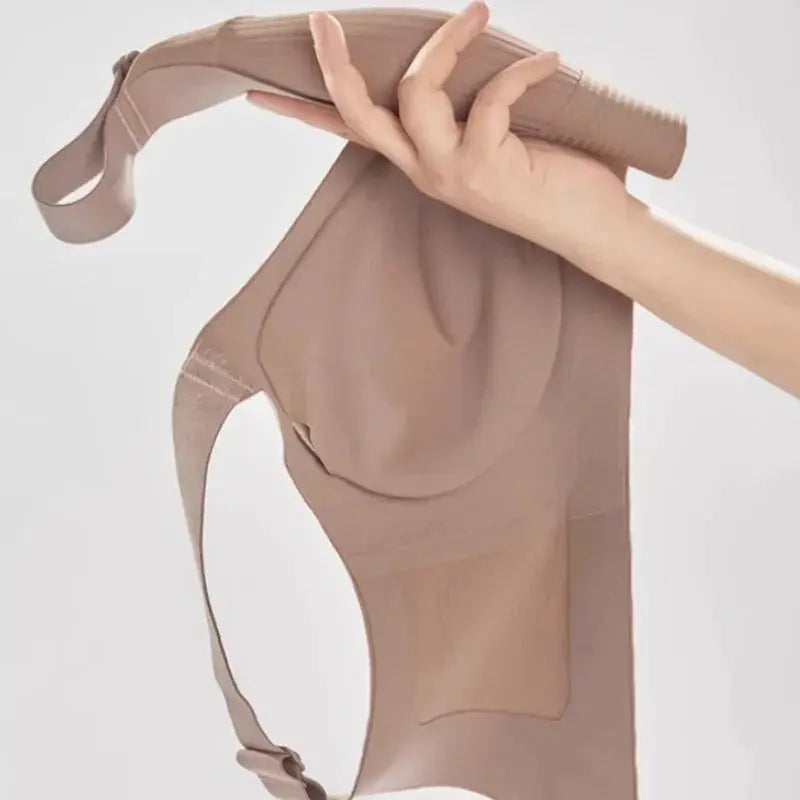 Simples Market nude push-up bra, non-wire padded seamless design with wide straps, plus-size lingerie