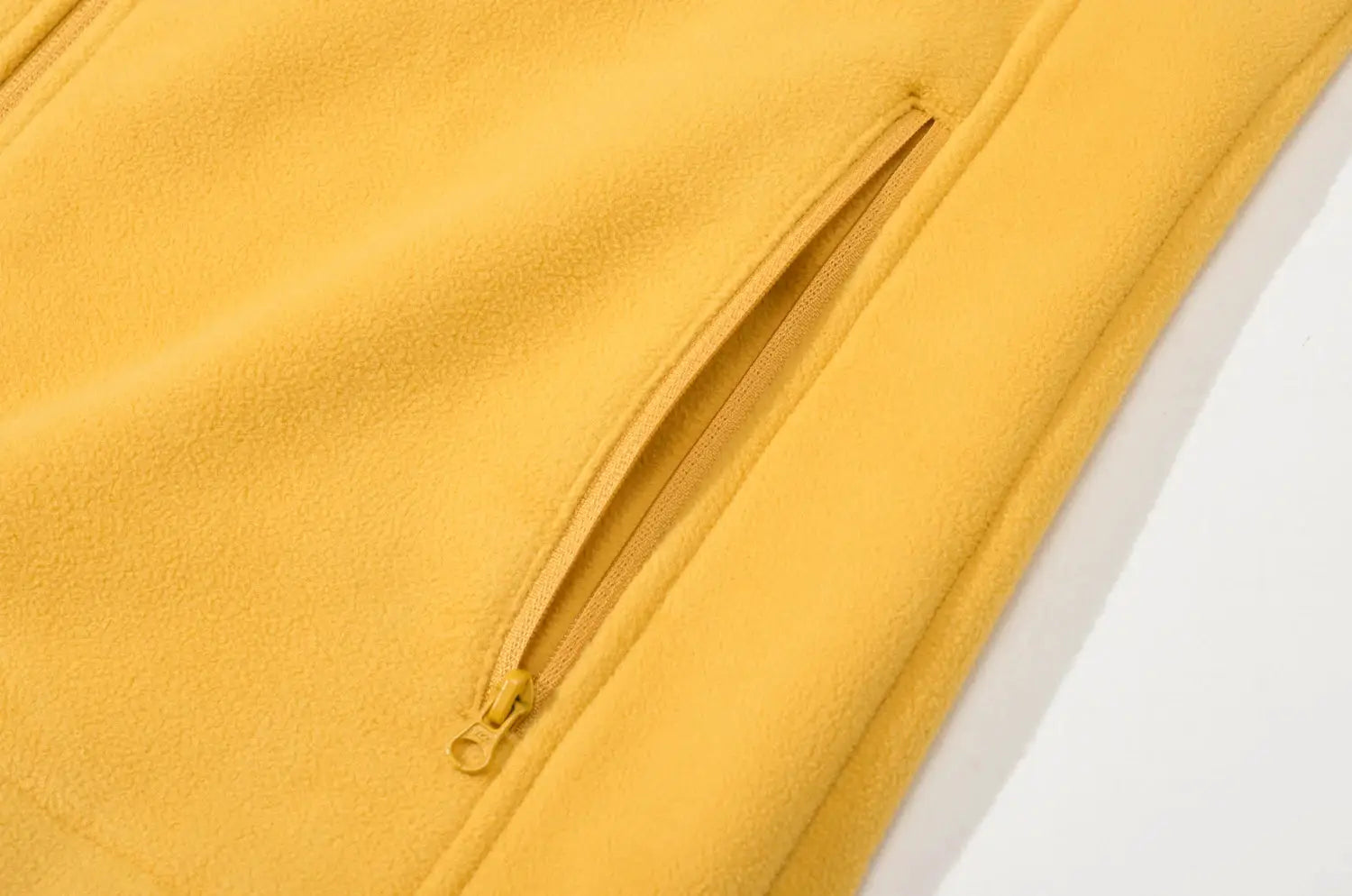 Tacvasen fleece vest jacket, yellow fleece with zip pocket detail
