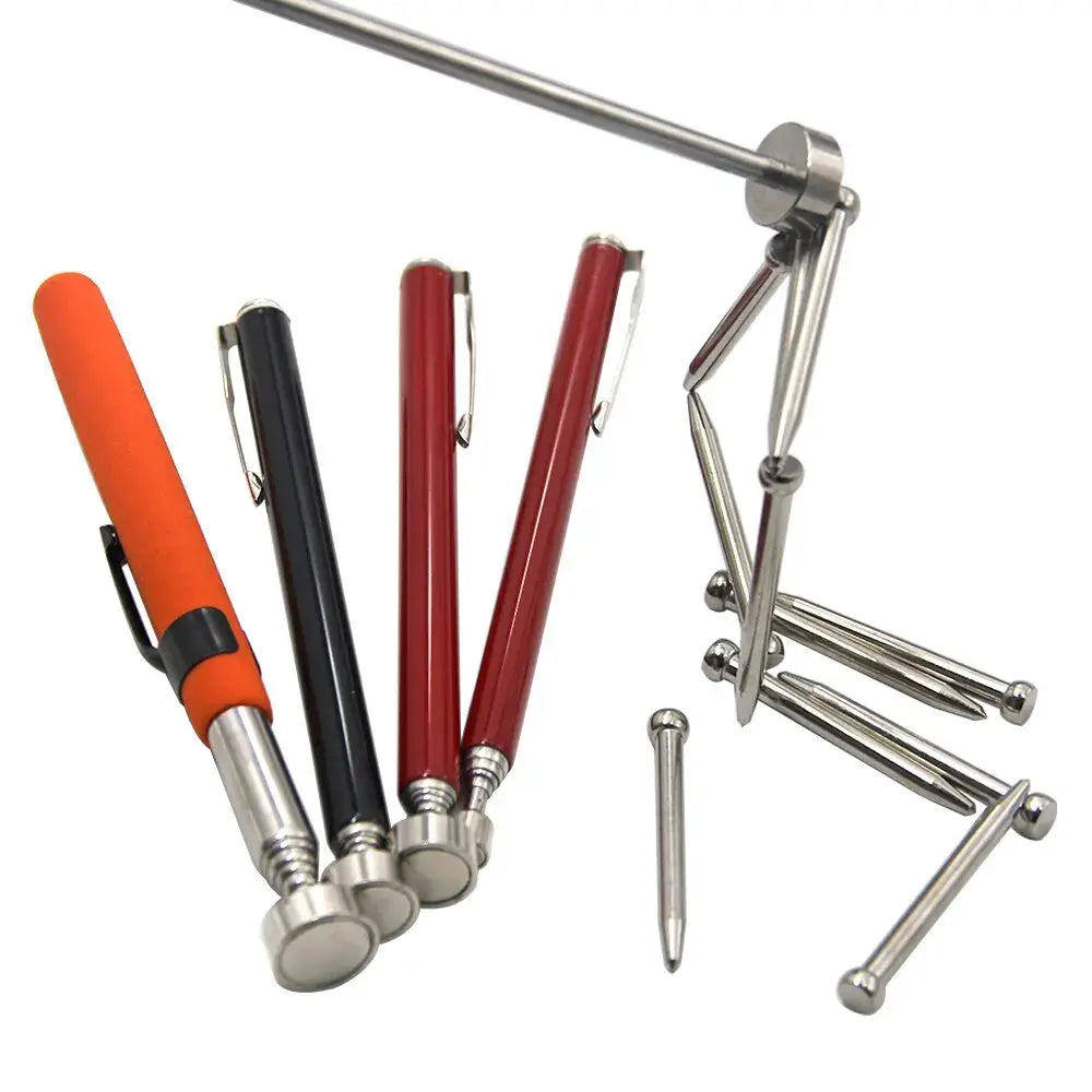 8 Pound Magnetic Retractable Pickup Tool Orange Portable Multifunctional Extractor Pen For Automotive Repair