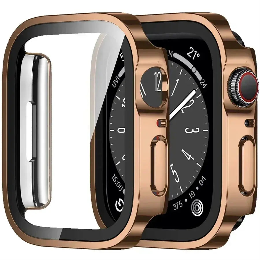 Simples Market rose gold Apple Watch bumper case with tempered glass screen protector