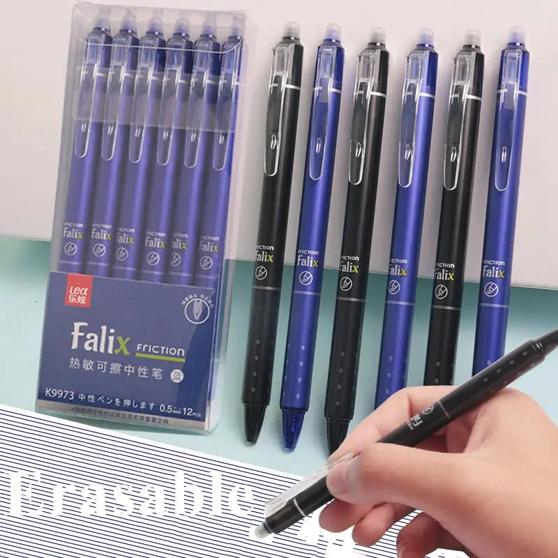 0.5mm retractable erasable gel pen set by Simples Market Falix Friction, 10 blue and black pens