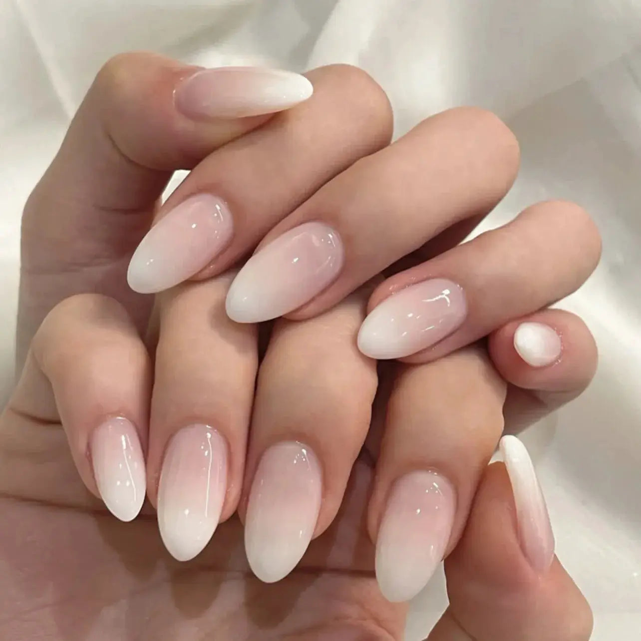 AuraNails 24Pcs Short Oval Blush Pink Press On Nails Full Coverage Acrylic Tips With Glue Included