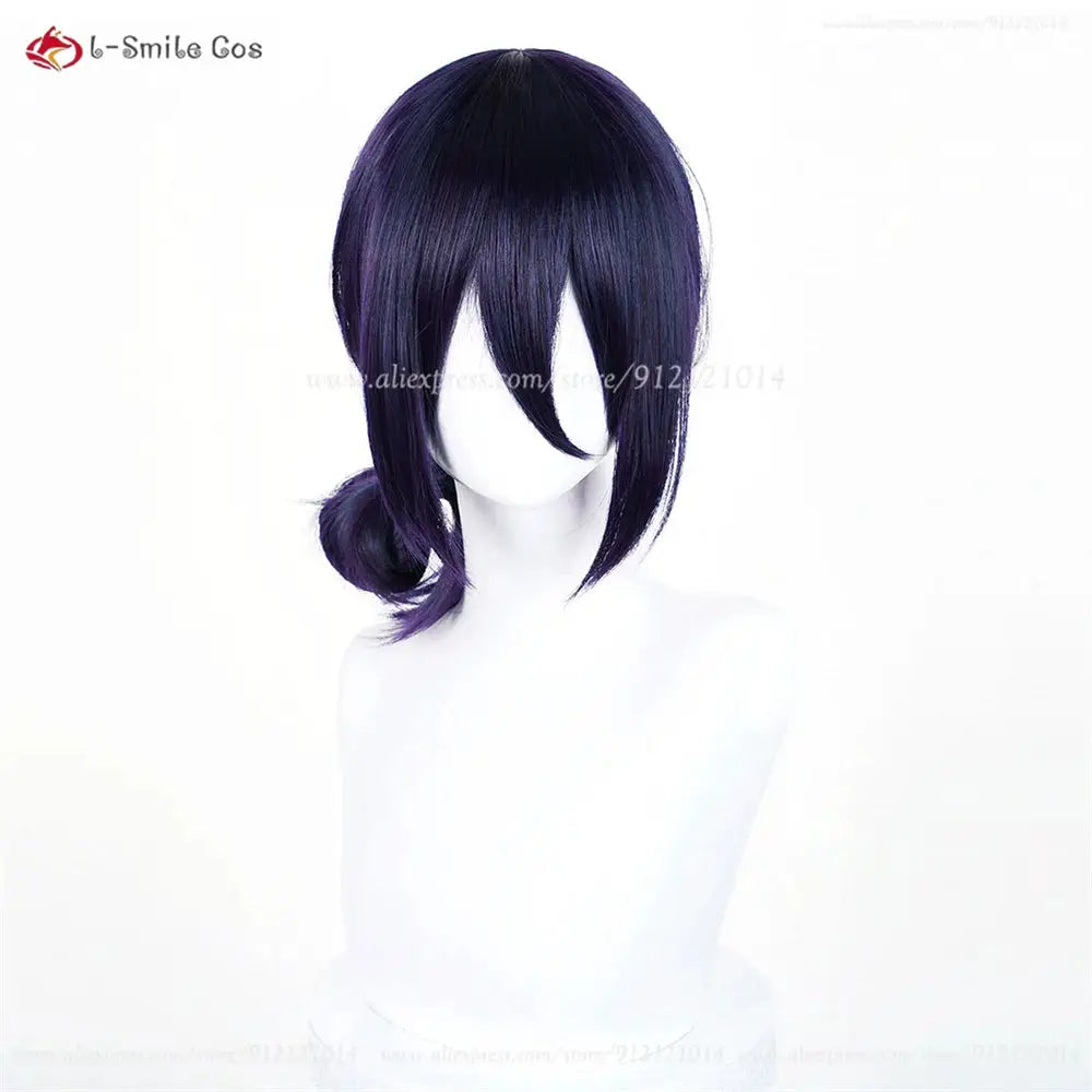 Anime Rezee cosplay wig, 45cm purple heat-resistant synthetic hair