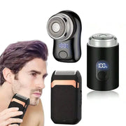 Rechargeable electric shaver by Simples Market with digital display; compact, travel-ready foil shaver kit.
