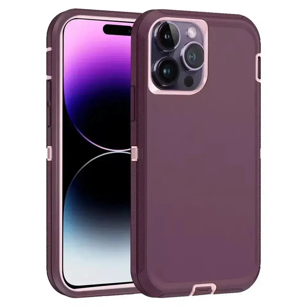 Simples Market iPhone case; premium 3-in-1 heavy-duty anti-drop shockproof cover in purple