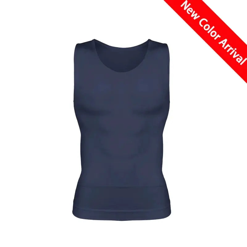 Simples Market men's navy blue compression shirt with tummy control for a flat belly fit
