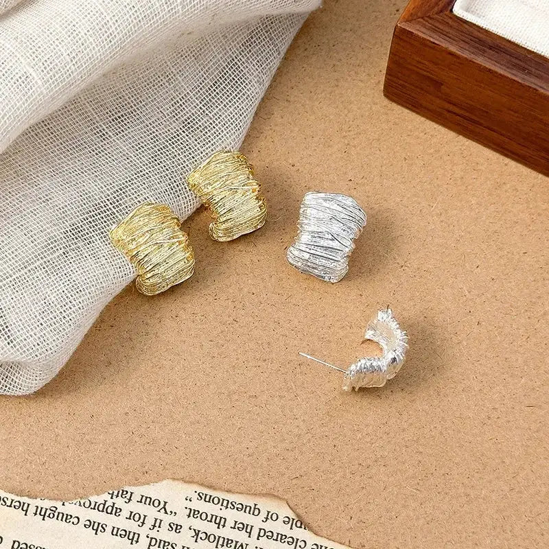 Punk Geometric Zinc Alloy Stud Earrings For Women Irregular Grain Trendy Vintage Jewelry Gift Party Travel - Simples Market