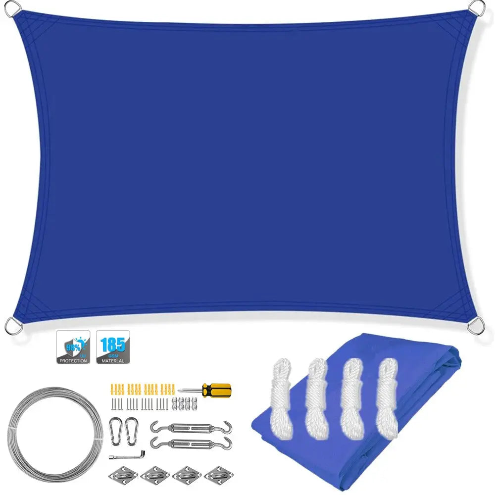 Simples Market blue waterproof sun shade sail canopy for outdoor patio (rectangle) with hardware kit