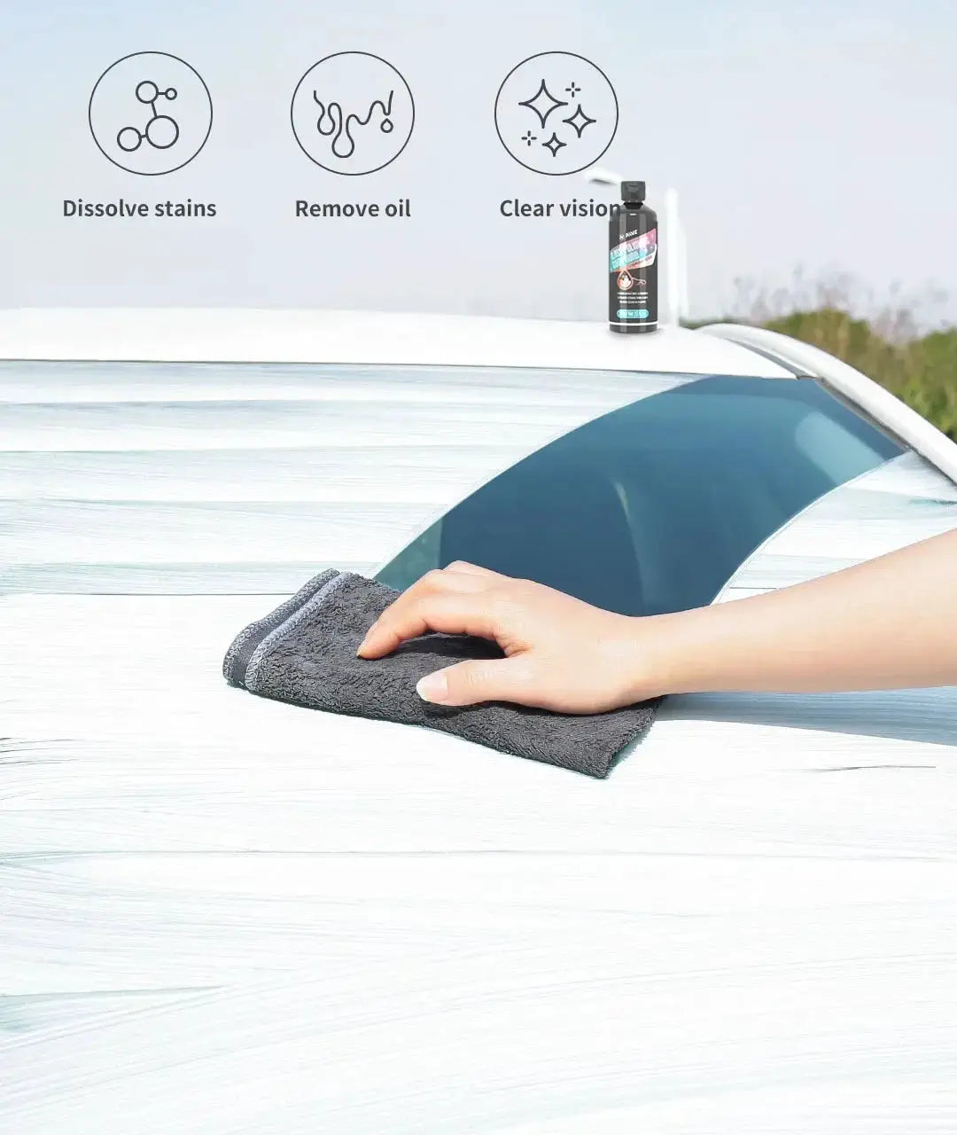 Simples Market glass film remover paste for car glass polishing; dissolves stains, removes oil, clears vision
