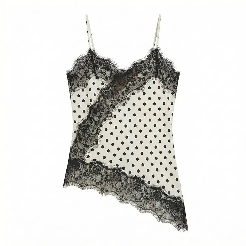 Sexy Women Asymmetrical Lace Slip Tops Backless Sleeveless Off Shoulder Beachwear With Elegant Lace
