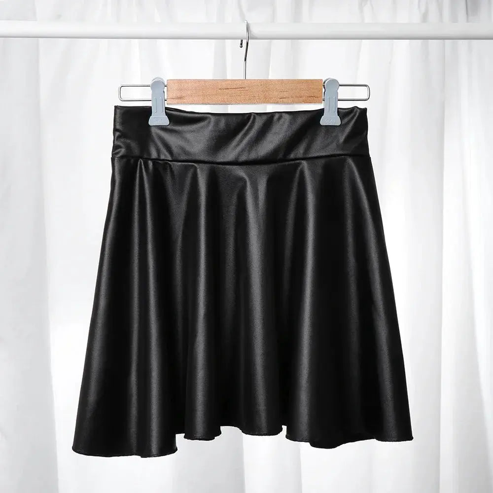High Waist Faux Leather Textured A Line Mini Skirt For Women Slim Fit Versatile Fashion