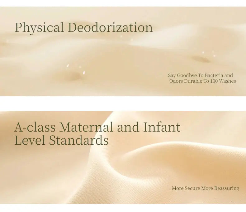 Simples Market SUJIIN panties banner featuring beige fabric texture and text about Physical Deodorization and maternal–infant standards.