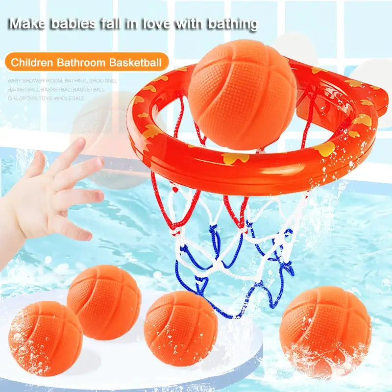 Baby Bath Time Toy Mini Shooting Basket Frame Set With 3 Balls For Kids Bathtub Water Game