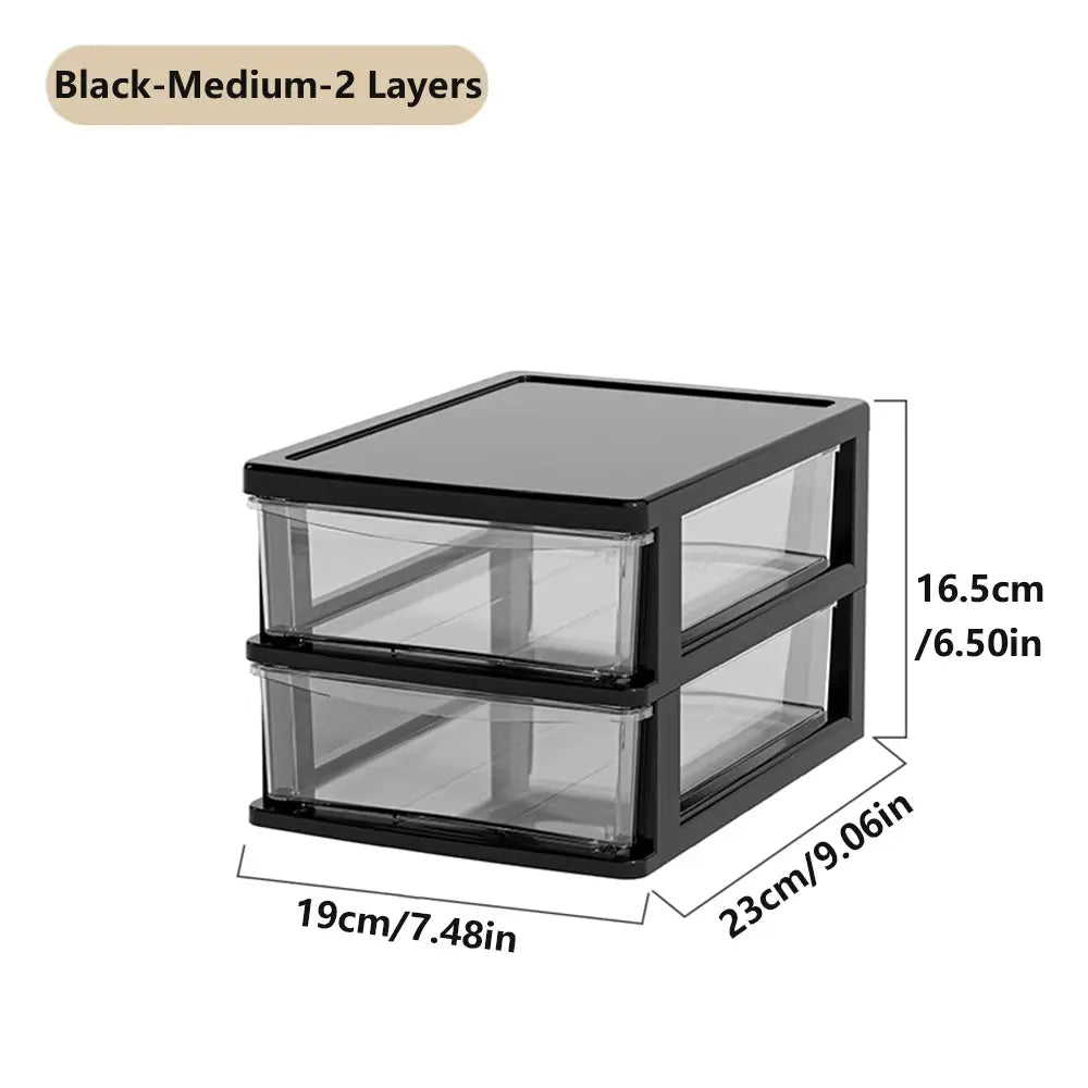 Clear Desktop Storage Box With Drawer Heightened Table Organizer Plastic Office Cabinet For Stationery Cosmetics