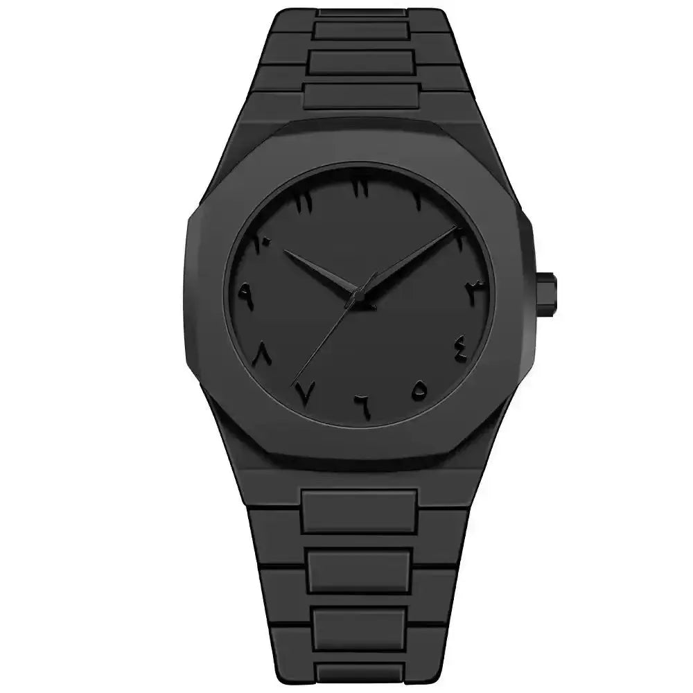 Mens Quartz Watch With Arabic Numerals Silicone Drip Oil Strap For Everyday Wear