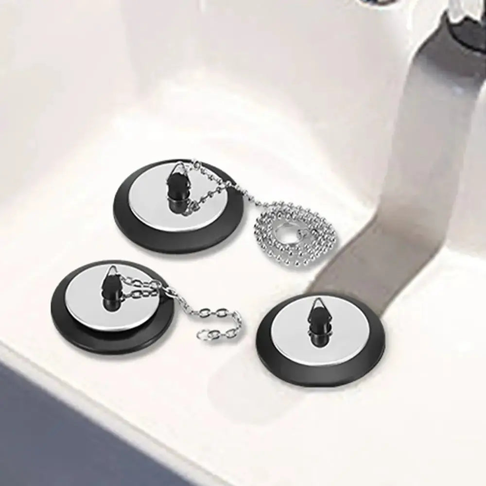 Simples Market tub stopper with chain and hanging ring, rubber, universal 4/4.3/5 cm, set of 3