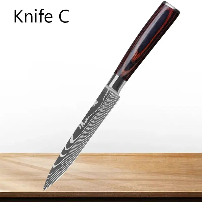 Professional Kitchen Knife Set 5Cr15Mov Stainless Steel Knives For Fruit Peeling Boning Paring Meat Cleaver