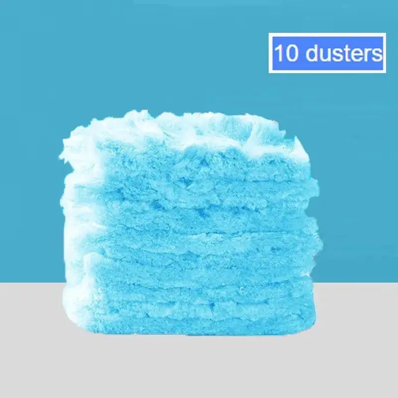Blue disposable microfiber dusting cloths for extended-pole dust collector, 10 dusters