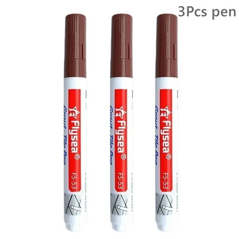 Grout pen 3-pack waterproof tile marker set with white bodies and brown caps by Simples Market