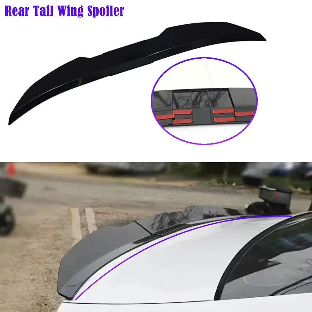 Rear spoiler wing, black, universal 3pc DIY 117–127cm for sedan by Simples Market