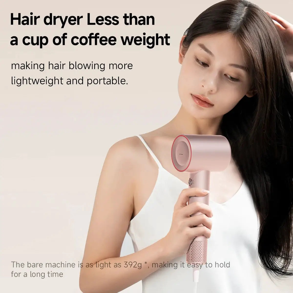 DOCO pink hair dryer, lightweight handheld styling tool for home and travel