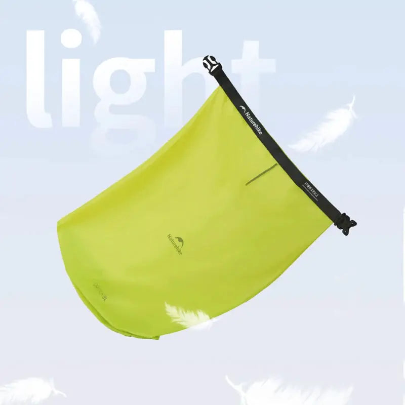 Naturehike rolled storage bag neon green, lightweight waterproof vacuum compression organizer with black strap