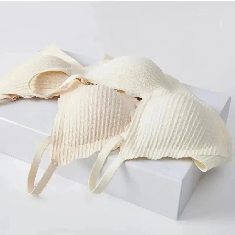 Simples Market cream ribbed seamless bra with thin straps and back sling