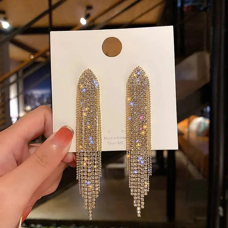 Butterfly Earrings For Women Sparkling Rhinestone Long Tassel Heart Drop Earrings For Wedding Party Jewelry Gifts