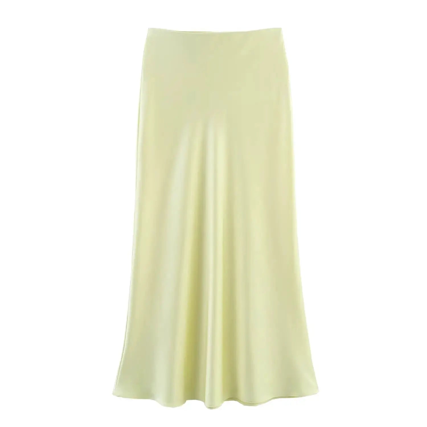 Kondala Vintage Satin Long Skirt For Women High Waist Solid Silky Fashion 2025 Spring Elegant Timeless Comfort