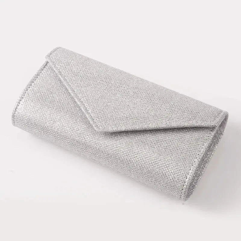 Envelope evening clutch silver glitter Simples Market