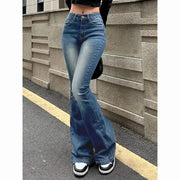 2025 High Waist Flared Bootcut Jeans Women Stretch Denim Bellbottoms