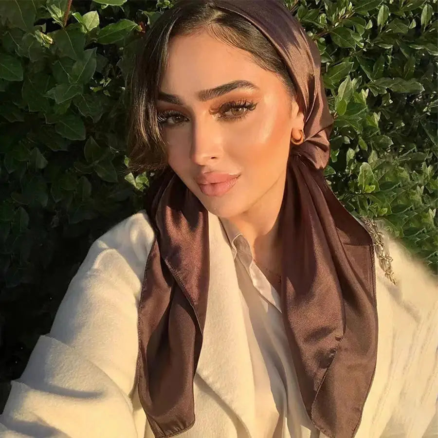 SatinLuxe 90x90 cm Satin Square Hijab Scarf For Everyday Modest Style And Elegant Wrap