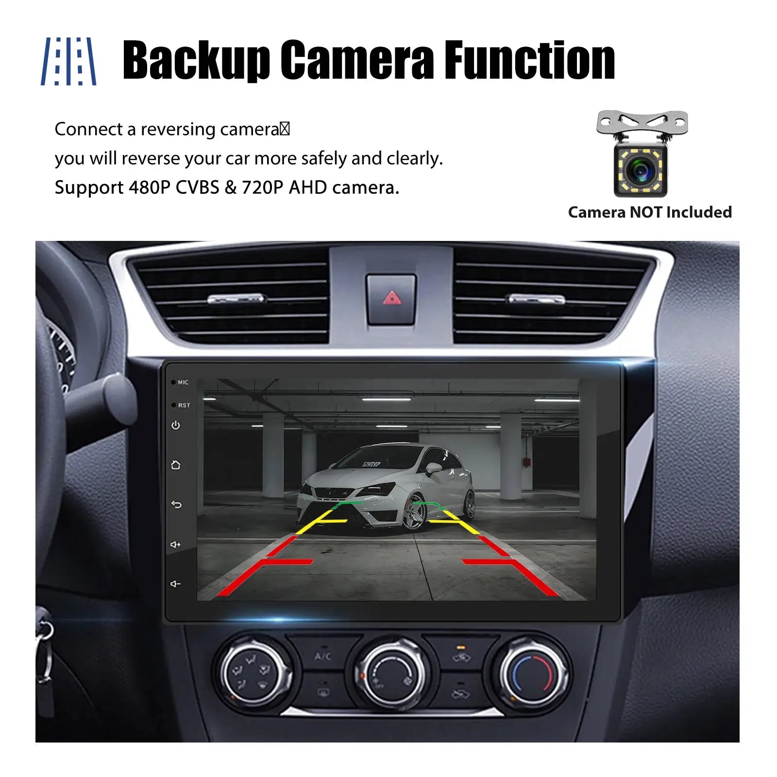 Car stereo head unit 7/9/10-inch touchscreen with Android Auto CarPlay and backup camera function