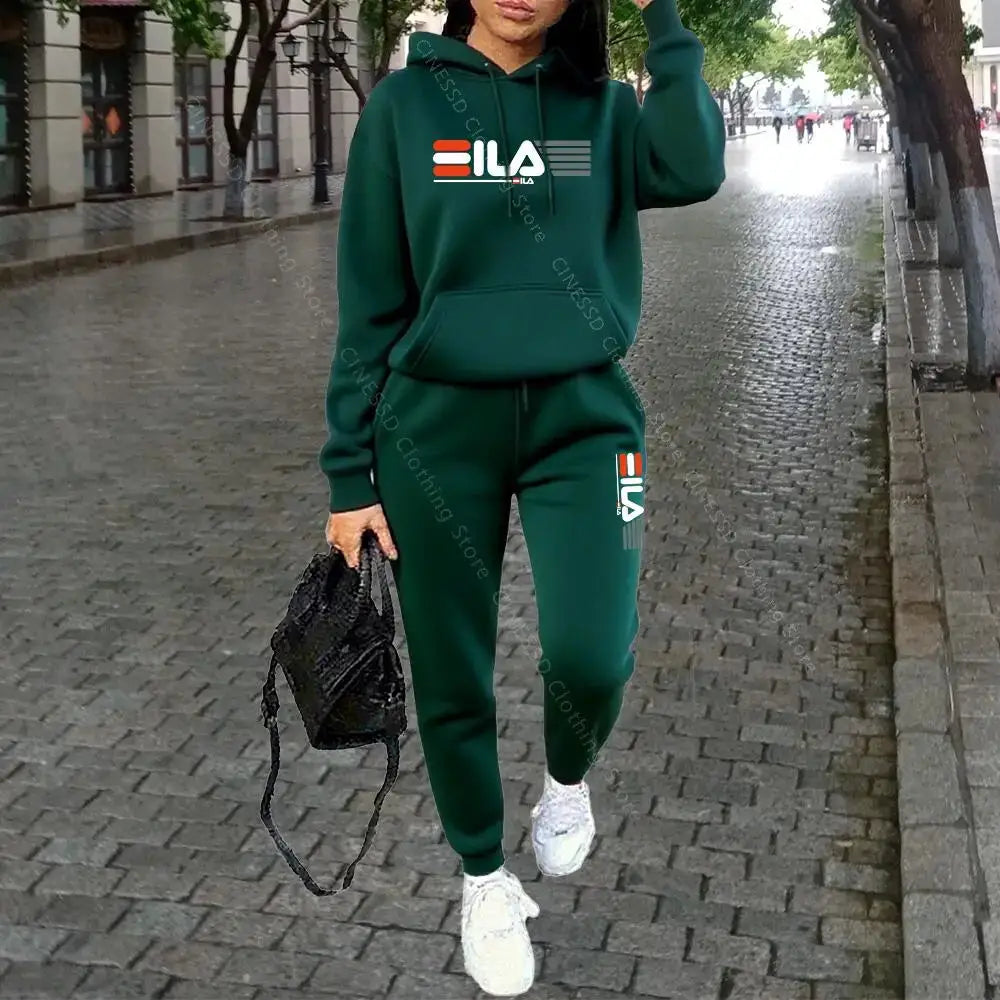 Womens Autumn Winter Hoodie Set Pants Loungewear Luxury Designer